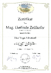 Zertifikat Thai Yoga Advanced Gerlinde Zellhofer